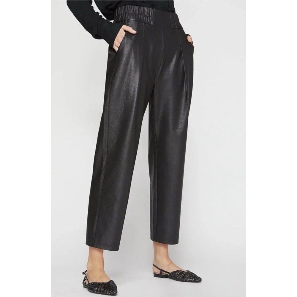 Brochu Walker Fiera Soft Vegan Leather Pant Black Onyx Pull On Trouser Women’s S